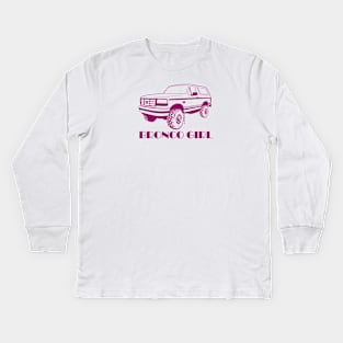 Bronco Girl - 1992-1996 Front Dark Pink Print Kids Long Sleeve T-Shirt
